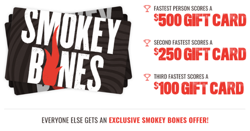 Smokey Bones Quikly Sweepstakes – Head’s Up!